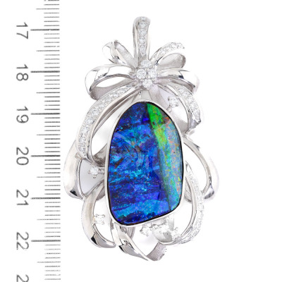 19.47ct Bouder Opal & Diamond Brooch - 6