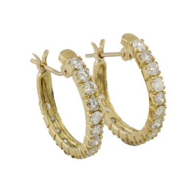 Diamond Solitaire Pendant & Hoop Earrings - 5