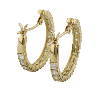 Diamond Solitaire Pendant & Hoop Earrings - 7