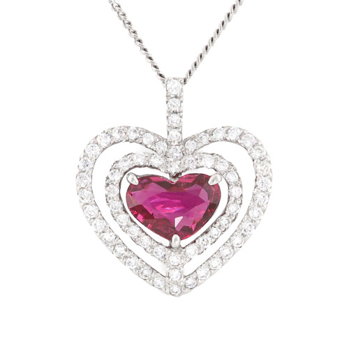 1.75ct Ruby & 0.69ct Diamond Heart Pendant