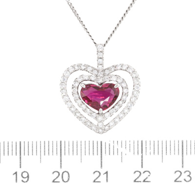 1.75ct Ruby & 0.69ct Diamond Heart Pendant - 2