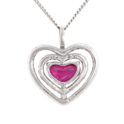 1.75ct Ruby & 0.69ct Diamond Heart Pendant - 5