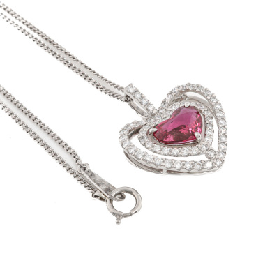 1.75ct Ruby & 0.69ct Diamond Heart Pendant - 6