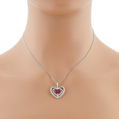 1.75ct Ruby & 0.69ct Diamond Heart Pendant - 7