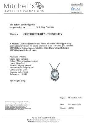 17.9mm South Sea Pearl & Diamond Pendant - 3