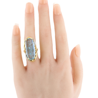 10.91ct Aquamarine & Diamond 18ct Gold Ring - 6