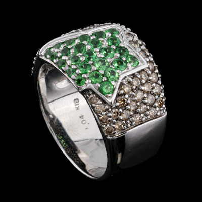 1.04ct Tsavorite Garnet & 1.62ct Diamond Ring - 6