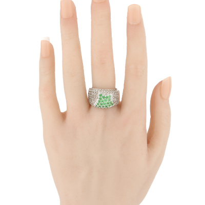1.04ct Tsavorite Garnet & 1.62ct Diamond Ring - 7