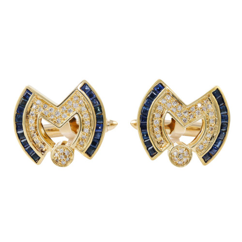 1.44ct Sapphire & Diamond Cufflinks, 18ct Gold 16.7g