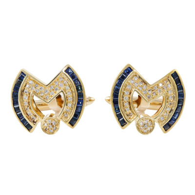 1.44ct Sapphire & Diamond Cufflinks, 18ct Gold 16.7g