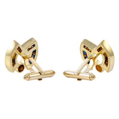 1.44ct Sapphire & Diamond Cufflinks, 18ct Gold 16.7g - 3