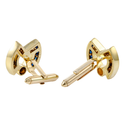 1.44ct Sapphire & Diamond Cufflinks, 18ct Gold 16.7g - 5