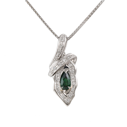 0.52ct Green Tourmaline & Diamond Pendant