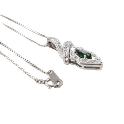 0.52ct Green Tourmaline & Diamond Pendant - 5