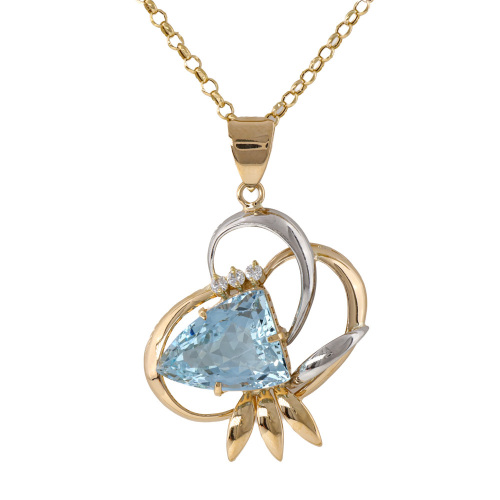 3.42ct Aquamarine & Diamond Pendant