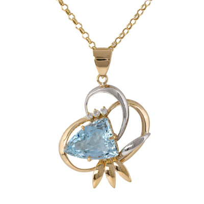 3.42ct Aquamarine & Diamond Pendant