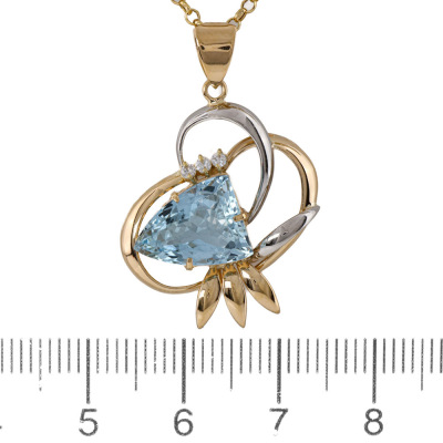 3.42ct Aquamarine & Diamond Pendant - 2