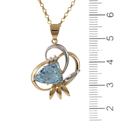 3.42ct Aquamarine & Diamond Pendant - 3