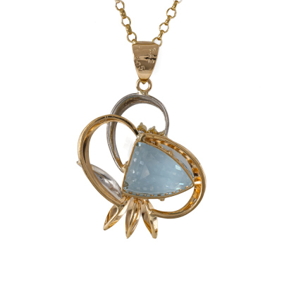 3.42ct Aquamarine & Diamond Pendant - 4