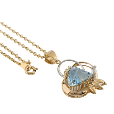 3.42ct Aquamarine & Diamond Pendant - 5