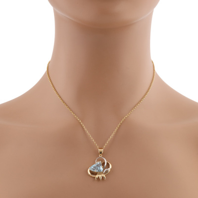 3.42ct Aquamarine & Diamond Pendant - 6