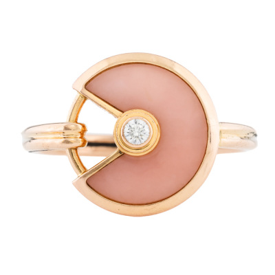 Amulette De Cartier Pink Opal & Diamond Ring