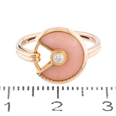 Amulette De Cartier Pink Opal & Diamond Ring - 2