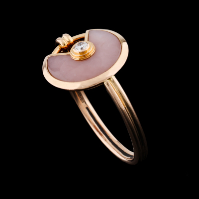 Amulette De Cartier Pink Opal & Diamond Ring - 5
