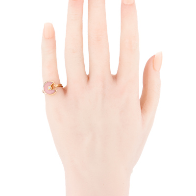 Amulette De Cartier Pink Opal & Diamond Ring - 6