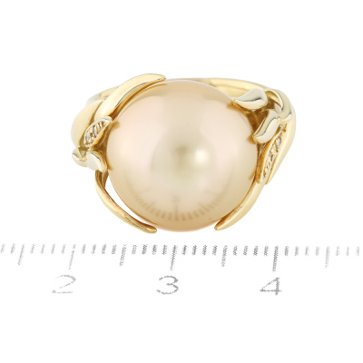 14.9mm Golden South Sea Pearl & Diamond Ring - 2