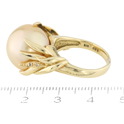 14.9mm Golden South Sea Pearl & Diamond Ring - 3