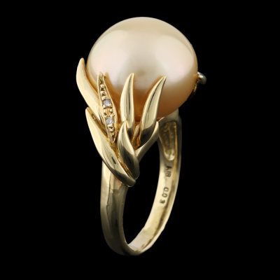 14.9mm Golden South Sea Pearl & Diamond Ring - 5