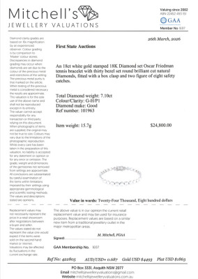 7.10ct Oscar Friedman Diamond Tennis Bracelet - 4