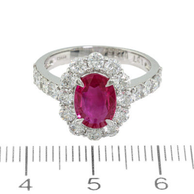 1.37ct Burmese Ruby & Diamond Ring GIA - 2