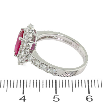 1.37ct Burmese Ruby & Diamond Ring GIA - 3