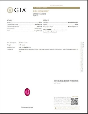 1.37ct Burmese Ruby & Diamond Ring GIA - 4