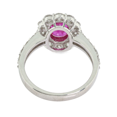 1.37ct Burmese Ruby & Diamond Ring GIA - 5