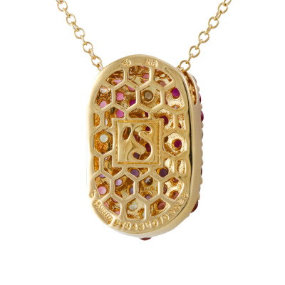 Multicolour Gemstone & Diamond Pendant & Earrings Set - 7