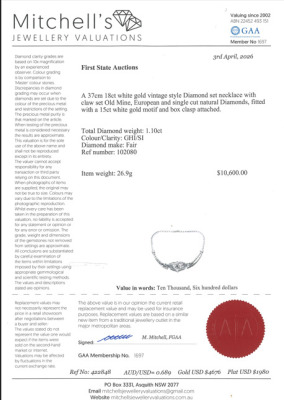 1.10ct Old Cut Diamond Necklace - 3