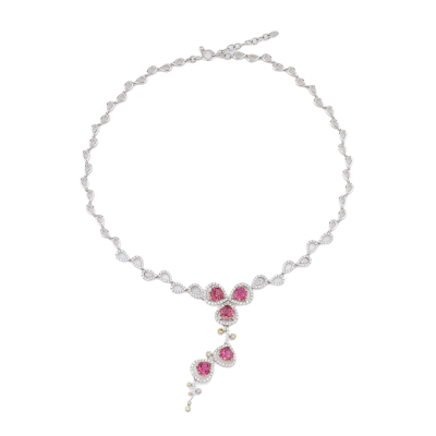 5.52ct Pink Tourmaline & Diamond Necklace - 2