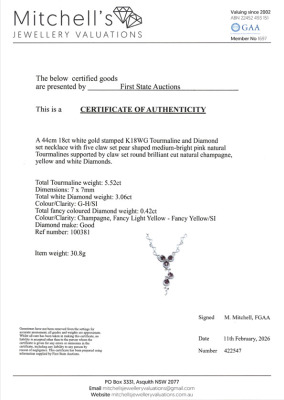 5.52ct Pink Tourmaline & Diamond Necklace - 4