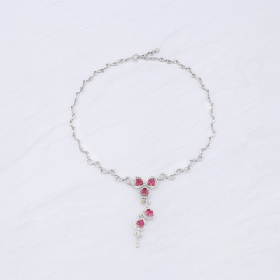 5.52ct Pink Tourmaline & Diamond Necklace - 6