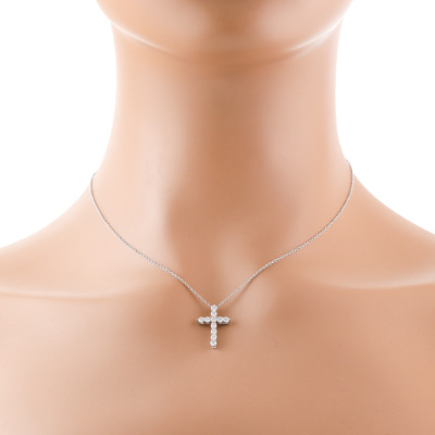 Tiffany & Co Small Cross Diamond Pendant - 6