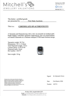 20.73ct Tanzanite & 3.91ct Diamond Ring - 4