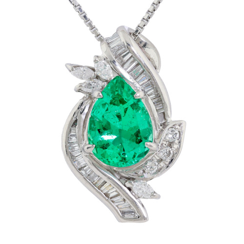 2.44ct Colombian Emerald & Diamond Pendant