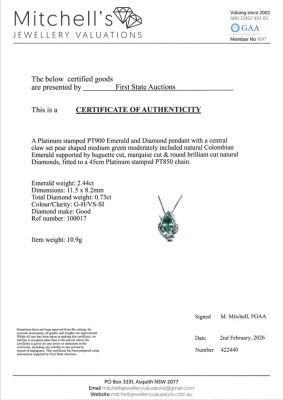 2.44ct Colombian Emerald & Diamond Pendant - 4