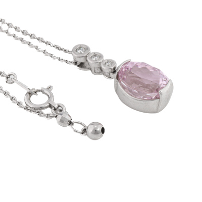 4.38ct Kunzite & Diamond Pendant - 5