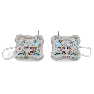 7.42ct Topaz, Garnet & Diamond Gold Earrings - 5