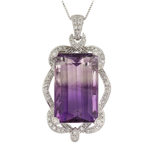 26.10ct Amethyst & Diamond Pendant