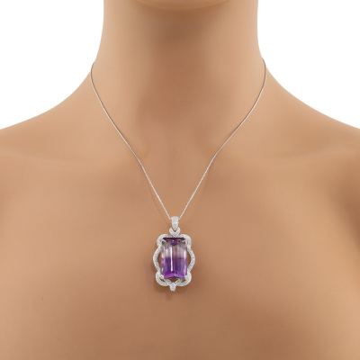 26.10ct Amethyst & Diamond Pendant - 6